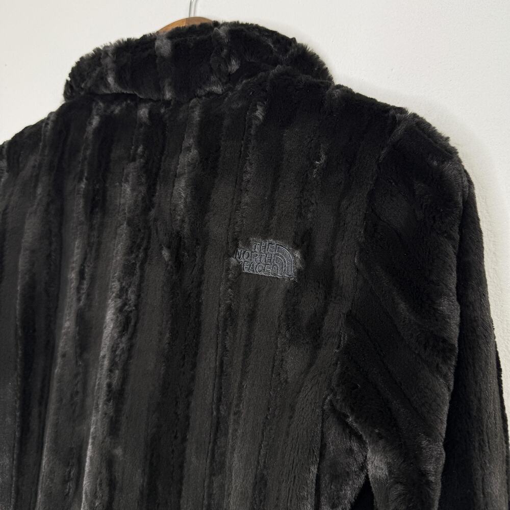 North Face Jacket Womens XS Black Faux Fur Fleece Full Zip Logo Warm Coat Furry
